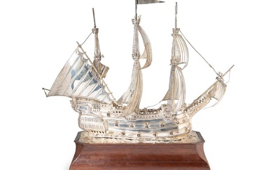 A George V silver model of a sailing ship