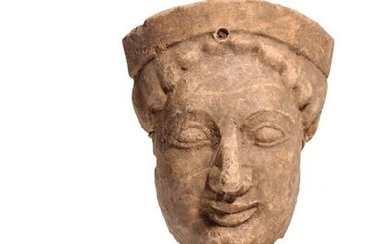 A Greek Terracotta Protome Height 6 1/4 inches.