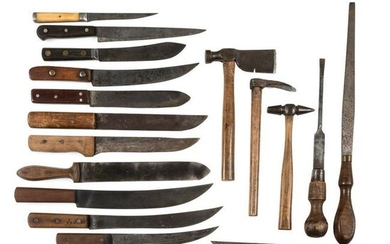 A Group of Kitchen Knives and Other Wooden-Handled