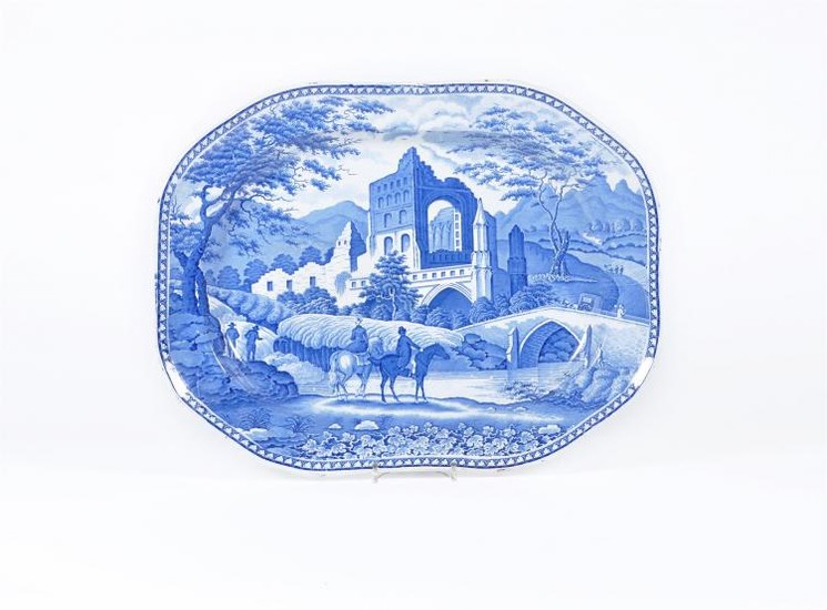 A Hamilton of Stoke 'Gothic Ruins' pattern shaped rectangular meat dish