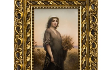 A Hutschensreuther porcelain plaque of Ruth
