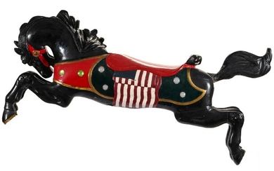 A JEWELED C.W. PARKER FLAG JUMPER CAROUSEL HORSE C.