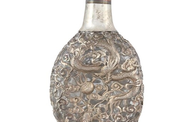A Japanese export silver-mounted pinch decanter Dated 1949 Stamped...