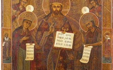 A LARGE ICON OF THE DEISIS Russian, 19th century Tempera on