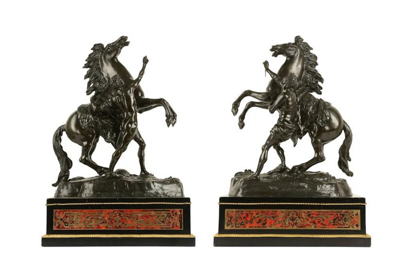 A LARGE PAIR OF MID 19TH CENTURY FRENCH BRONZE MODELS