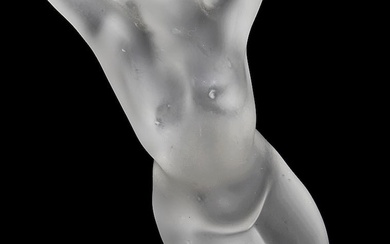 A Lalique frosted and polished crystal nude figure 'Danseuse bras leve'