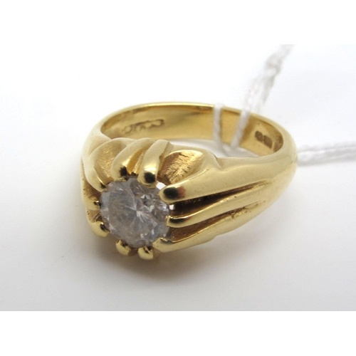 A Large Single Stone Diamond Gent's Ring, the (6mm) brillian...