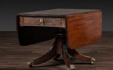 A Late Federal Carved Mahogany Drop Leaf Breakfast Table