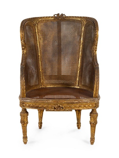 A Louis XVI Style Giltwood Bergère