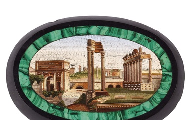 A MICROMOSAIC ROMAN PLAQUE, HALF 19TH CENTURY