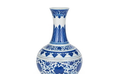 A MING-STYLE BLUE AND WHITE 'LOTUS SCROLL' VASE Guangxu six-character...