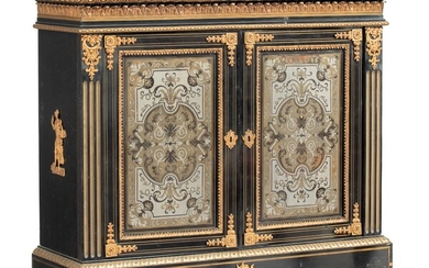 A Napoleon III Boulle 'meuble d'appui', late 19thC, H 105 - W 115 - D...