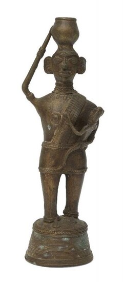 A Nigerian bronze maternity figure, 20th century,...