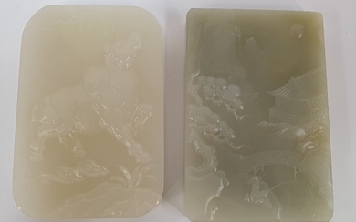 A PAIR OF CHINESE HETIAN JADE PLAQUES