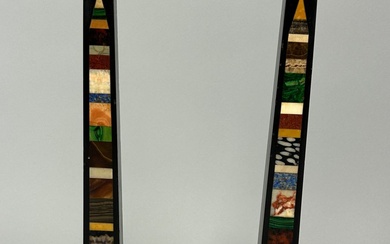 A PAIR OF EGYPTIAN REVIVAL OBELISKS WITH PIETRA DURA...