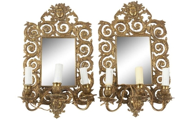 A PAIR OF FRENCH BRONZE MIRROR WALL SCONCES CIRCA 1880