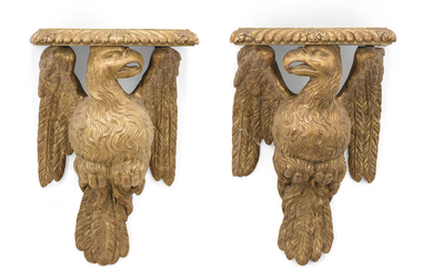 A PAIR OF GEORGE II GILTWOOD WALL-BRACKETS, MID-18TH CENTURY