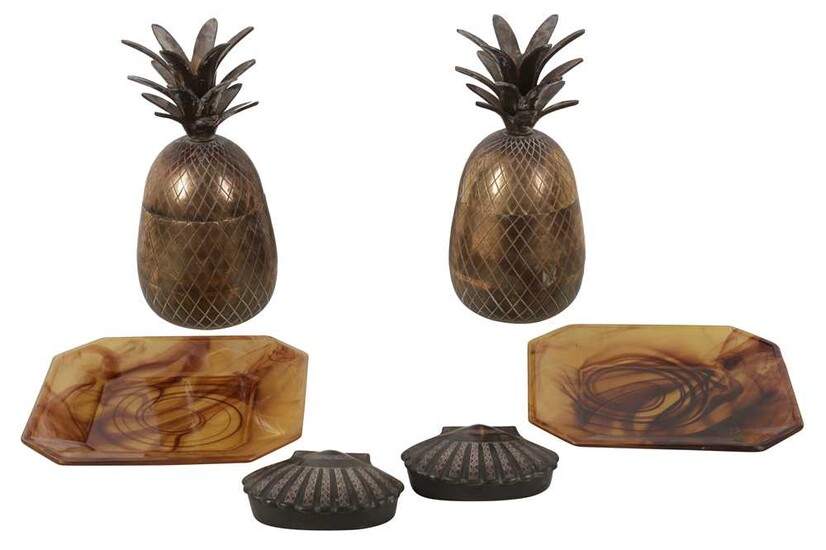 A PAIR OF SILVER PLATED BOXES IN THE FORM OF PINEAPPLES, CONTEMPORARY