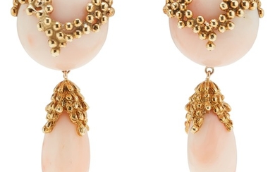 A Pair of Coral and Gold Earrings