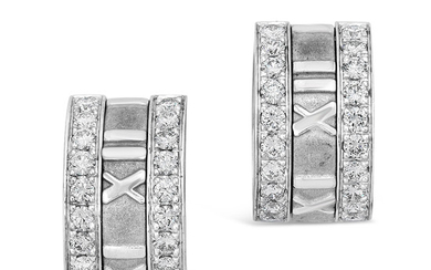 A Pair of Diamond and White Gold 'Atlas' Earrings, Tiffany & Co.