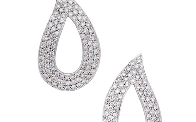 A Pair of Diamond and White Gold Earrings