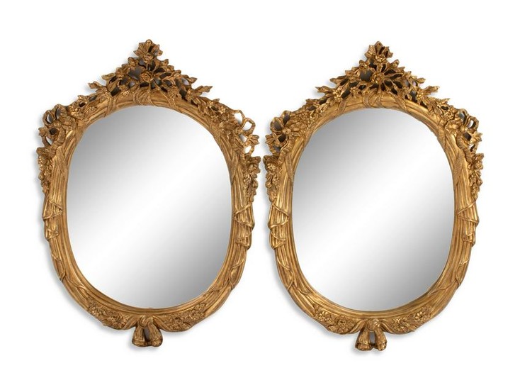 A Pair of Louis XV Style Gilt Composition Mirrors