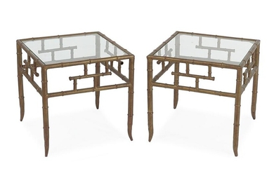A Pair of Metal Bamboo Tables.