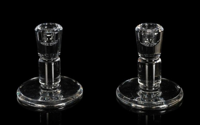 A Pair of Molded Glass Candlesticks