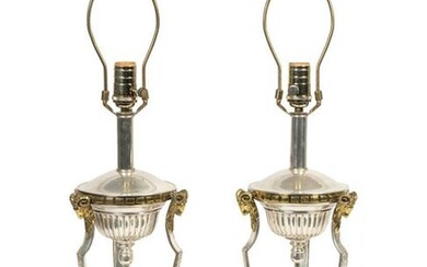 A Pair of Neoclassical Style Silvered and Gilt Metal