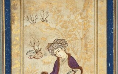 A SEATED YOUTH WITH A WINE CUP, PERSIA, SAFAVID STYLE
