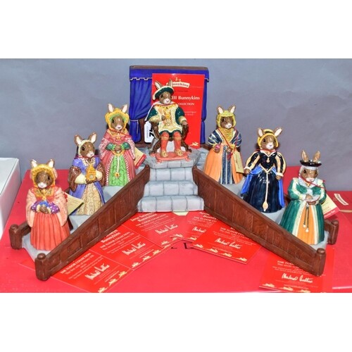 A SET OF EIGHT BOXED ROYAL DOULTON BUNNYKINS FIGURES AND STA...