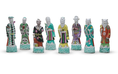A SET OF FAMILLE ROSE MODELS OF THE EIGHT IMMORTALS...