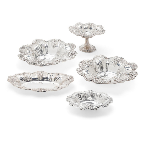 A SET OF FIVE AMERICAN STERLING SILVER HOLLOWARE ARTICLES by...