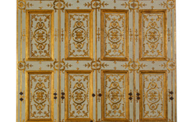 A SET OF ROYAL PARCEL-GILT AND CREAM-PAINTED BOISERIE PANELS