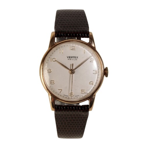A VERTEX 9CT GOLD GENTLEMAN'S WRISTWATCH with manual wind mo...