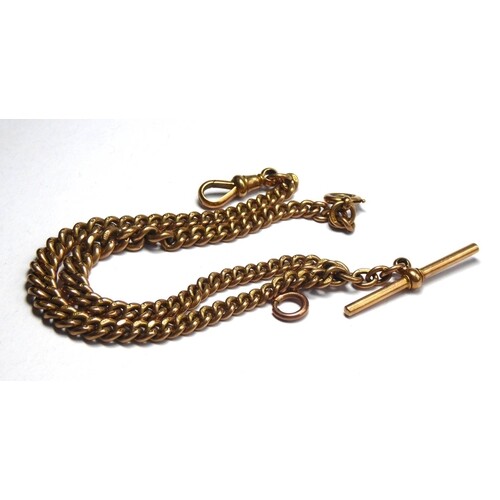 A VICTORIAN 9CT GOLD DOUBLE ALBERT WATCH CHAIN Graduated lin...