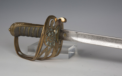 A Victorian 1892 pattern infantry officer's sword with dumbbell-section blade, blade length 83c