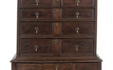 A William and Mary Oak Chest on Stand