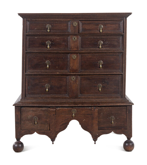 A William and Mary Oak Chest on Stand