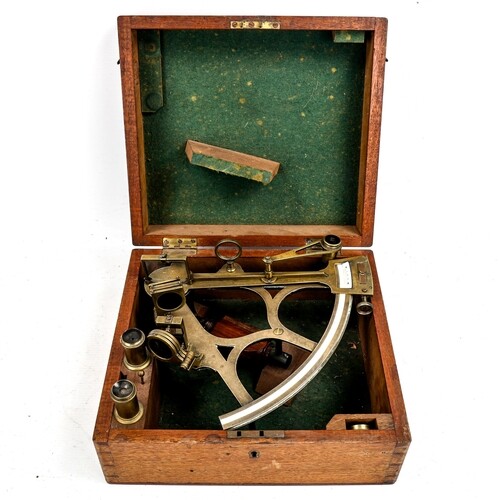 A brass sextant by Feathers & Son of Dundee, with ivory scal...