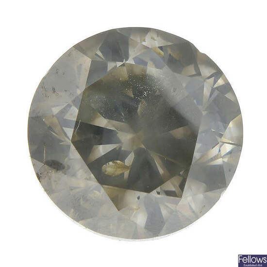 A brilliant-cut 'fancy dark greenish-grey' diamond, weighing 3.98cts.