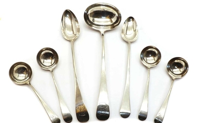 A collection of George III silver Old English pattern flatware
