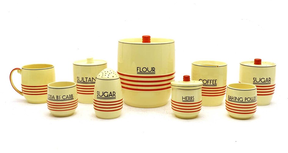 A collection of Mintons Art Deco kitchen ware