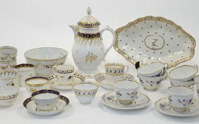A collection of Worcester blue and gilt porcelain, 18th - 19th centuries,...