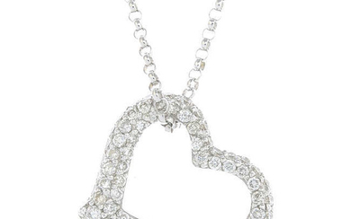 A diamond open heart pendant, with trace-link chain.