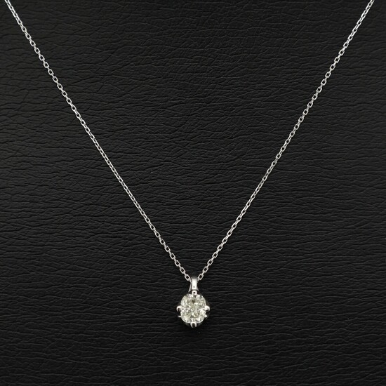 A diamond pendant set with a brilliant-cut diamond totalling app. 0.50 ct. L. 42 cm.