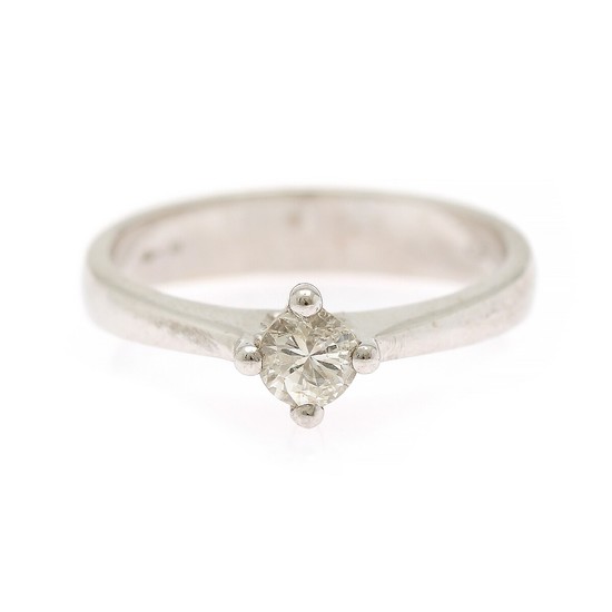 A diamond ring set with a brilliant-cut diamond weighing app. 0.30 ct., mounted in 18k white gold. Size 54.