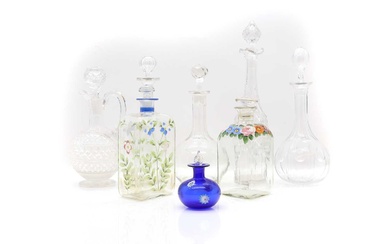 A group of English and Continental glass decanters