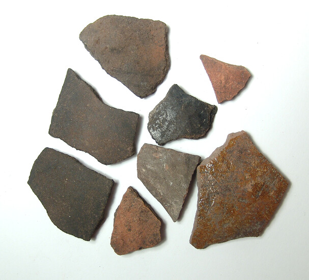 A group of large Arawak pottery shards from Jamaica
