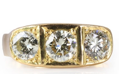 A large gentlemen's three stone diamond ring
